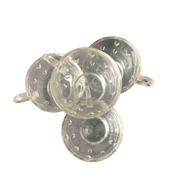 Vintage Hazel Atlas Set Lot of 4 Teardrop Clear Glass Mid Century Teacups Classy - Picture 4 of 10